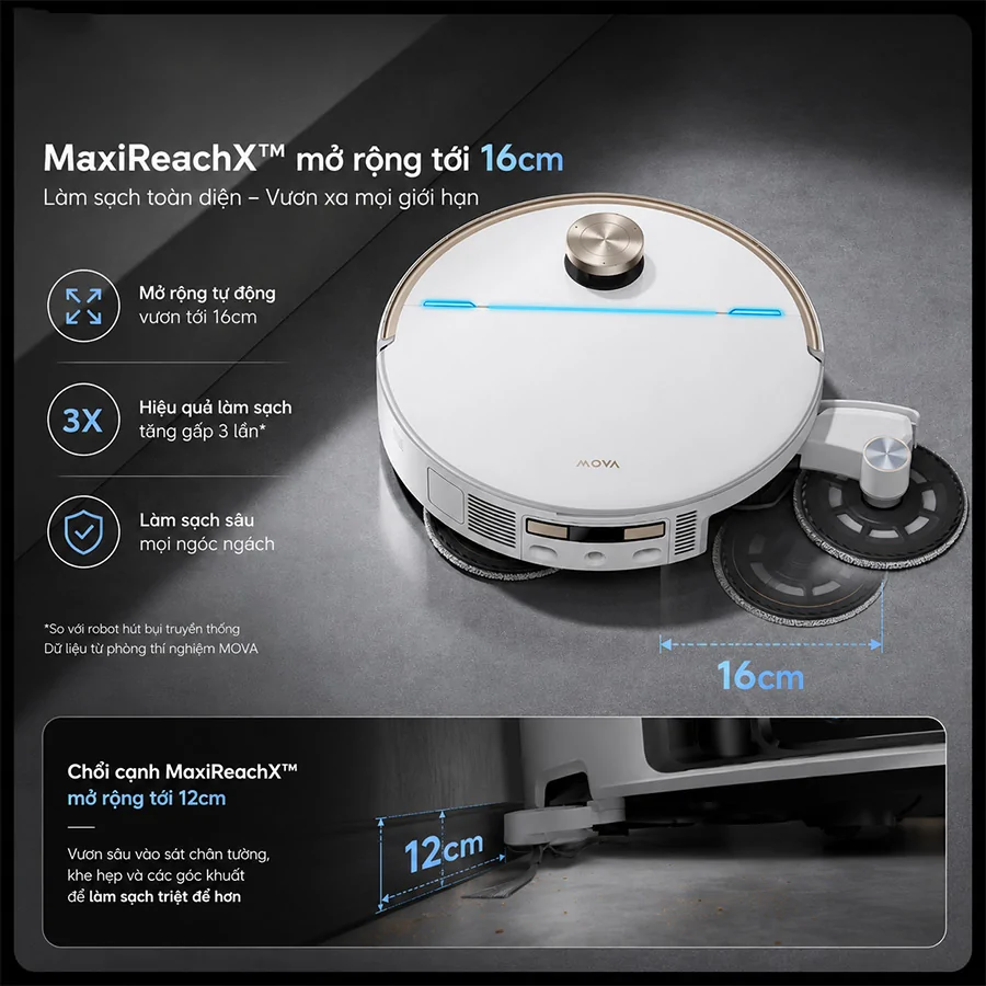 Robot Hút Bụi Lau Nhà Mova V70 Ultra Màu Đen 2