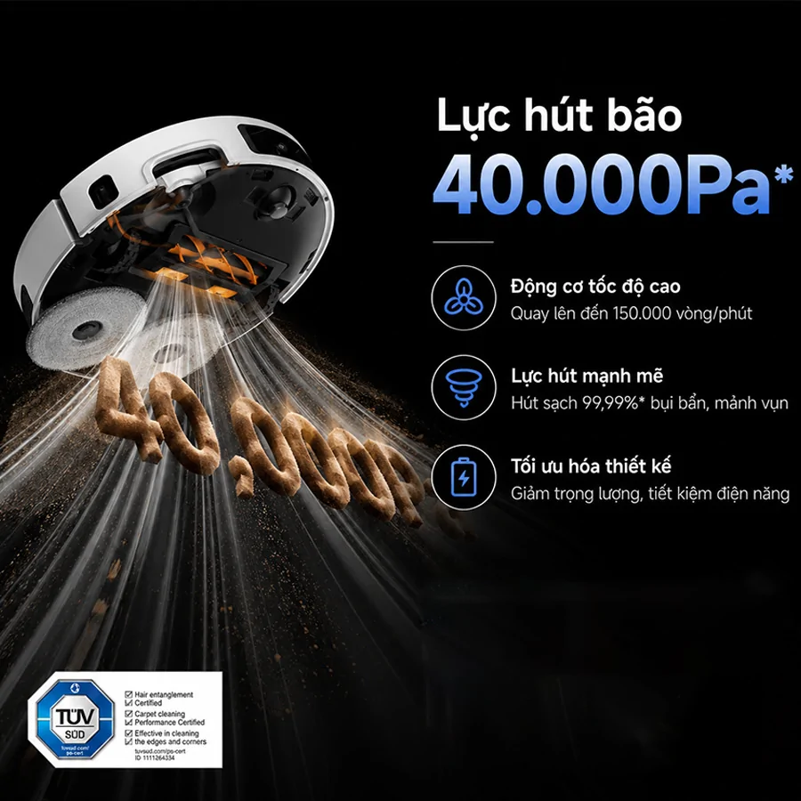Robot Hút Bụi Lau Nhà Mova V70 Ultra Màu Đen 6