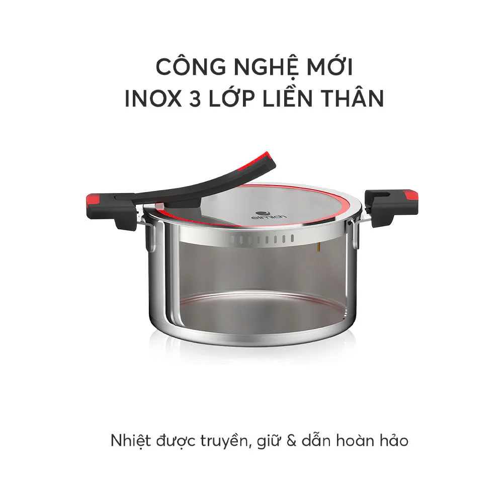 Bộ Nồi Inox Liền Khối Elmich Milano EL-8093 Size 16,18,22, Chảo 26cm 11