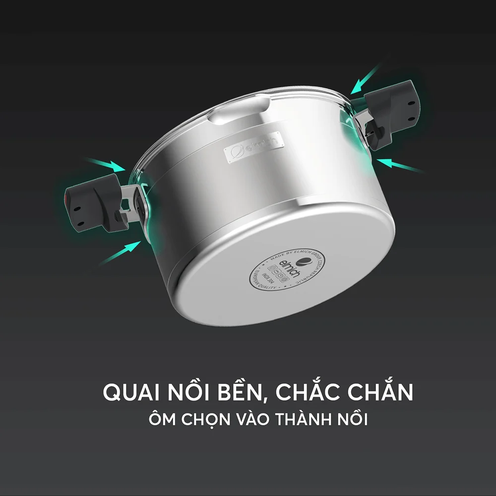 Bộ Nồi Inox Liền Khối Elmich Milano EL-8093 Size 16,18,22, Chảo 26cm 15