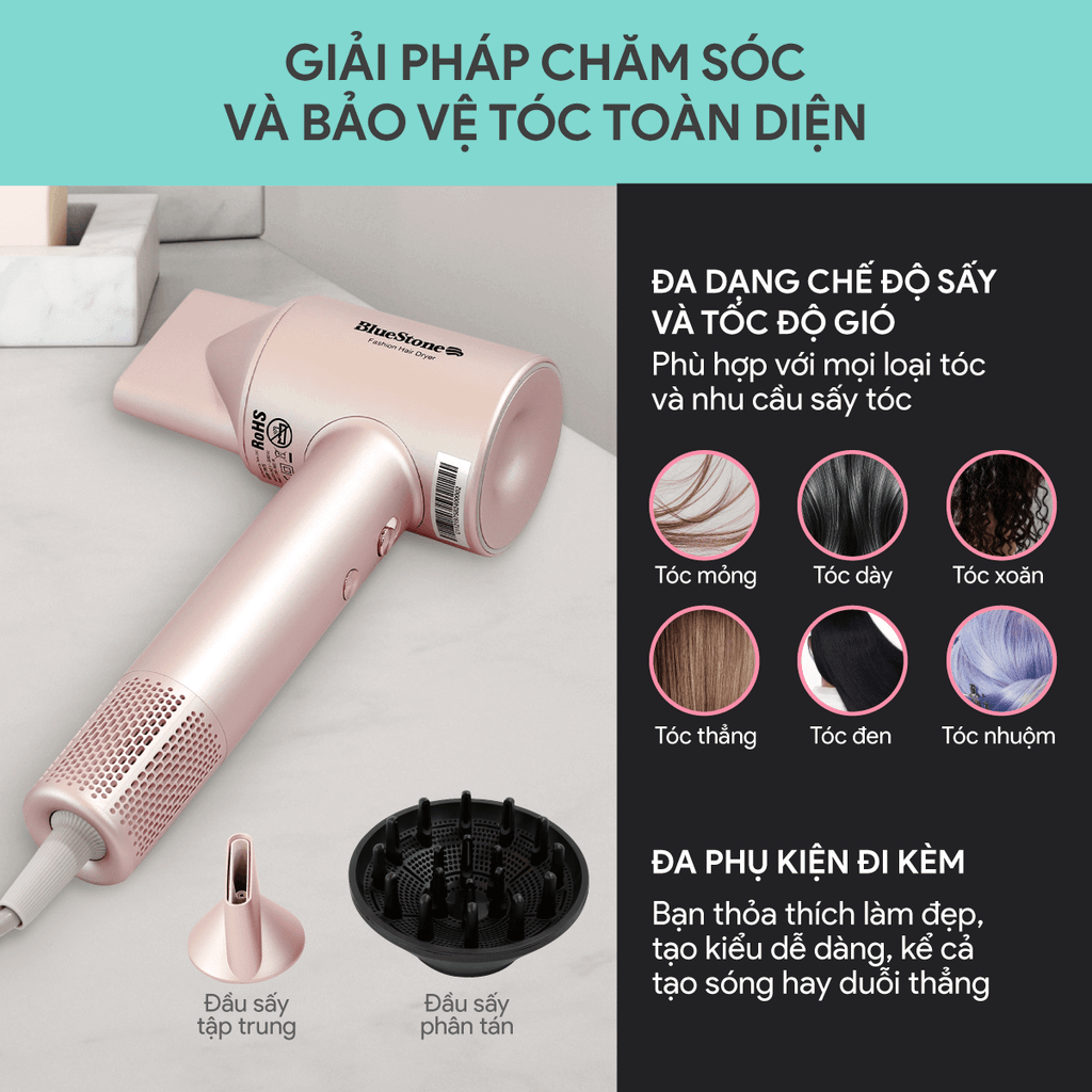 Máy Sấy Tóc Tốc Độ Cao BlueStone HDB-1975 1600W 1