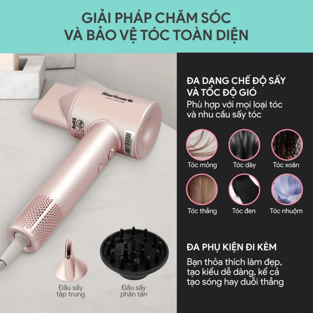 Máy Sấy Tóc Tốc Độ Cao BlueStone HDB-1975 1600W