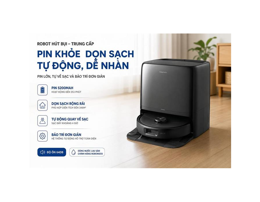 Robot Hút Bụi Lau Nhà Roborock Qrevo 2 Pro Đen 15