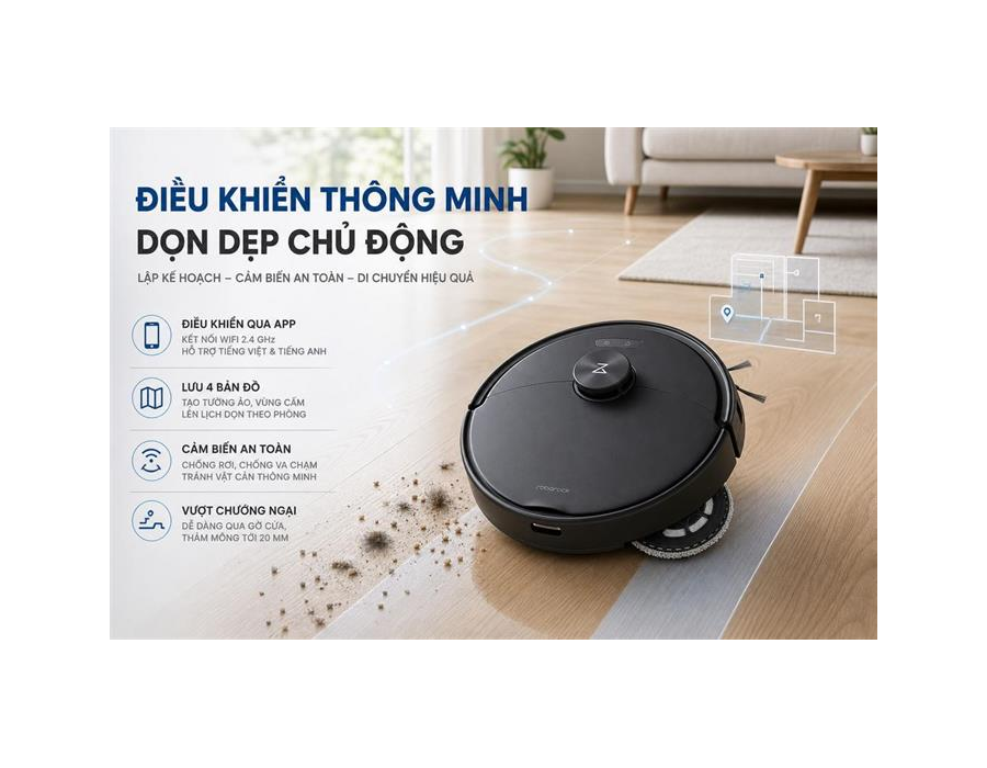 Robot Hút Bụi Lau Nhà Roborock Qrevo 2 Pro Đen 16