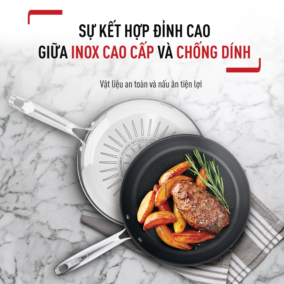 Chảo Chiên Inox Cao Cấp Tefal Duetto Plus 28cm 2