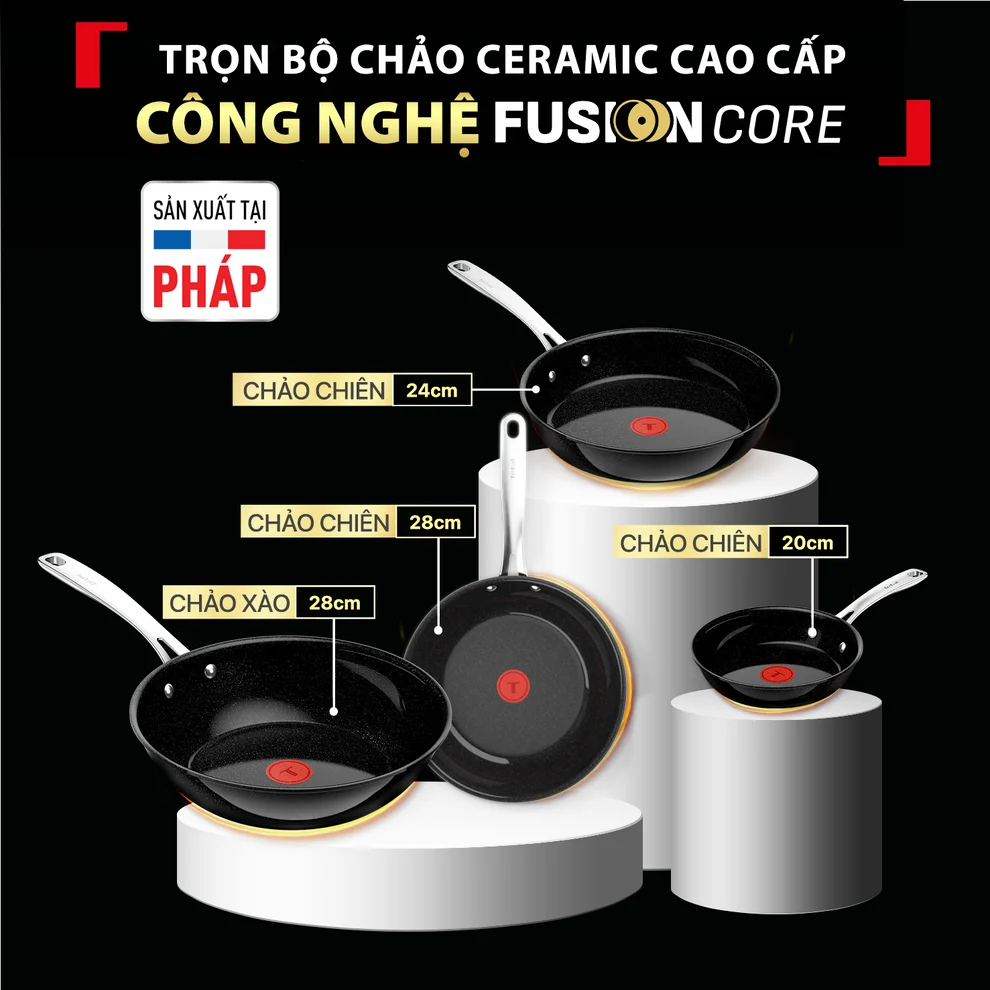 Chảo Xào Ceramic Cao Cấp Tefal EXCELLENCE+ CERAMIC G2151902 28cm 4