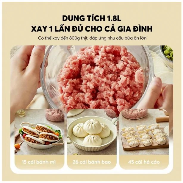 Máy Xay Thịt Bear CH-5H03P36 1.8 Lít