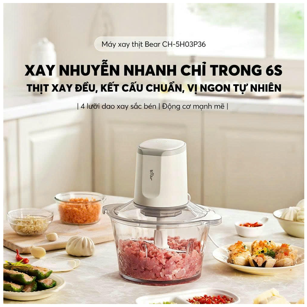 Máy Xay Thịt Bear CH-5H03P36 1.8 Lít 1