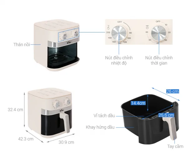 Nồi Chiên Không Dầu Bear AFR-215BF 9 Lít