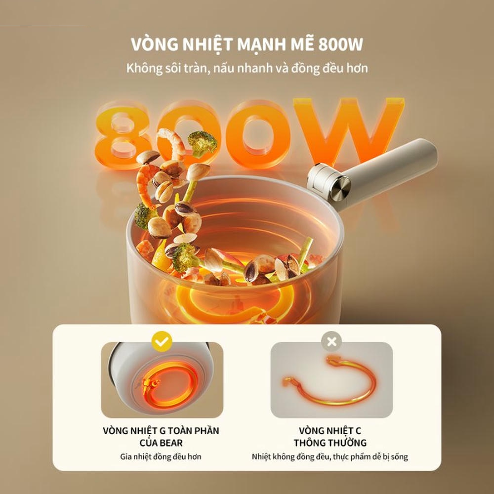 Nồi Lẩu Điện Đa Năng Gấp Gọn Bear MC-4H16G 1.6 Lít 10
