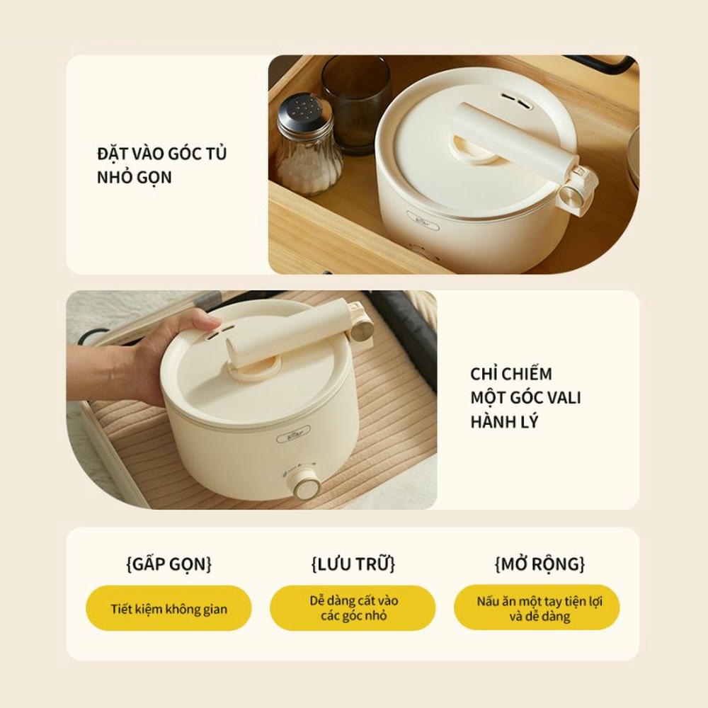 Nồi Lẩu Điện Đa Năng Gấp Gọn Bear MC-4H16G 1.6 Lít 4