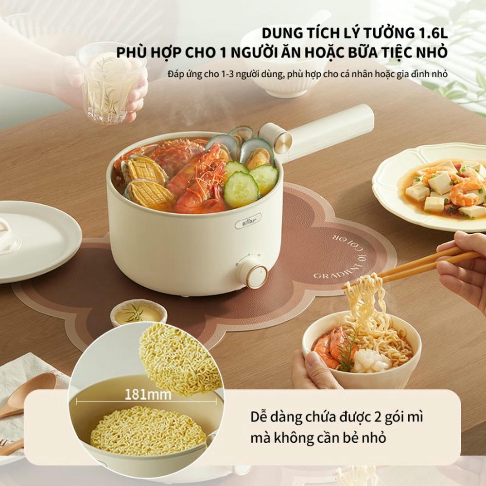 Nồi Lẩu Điện Đa Năng Gấp Gọn Bear MC-4H16G 1.6 Lít 7