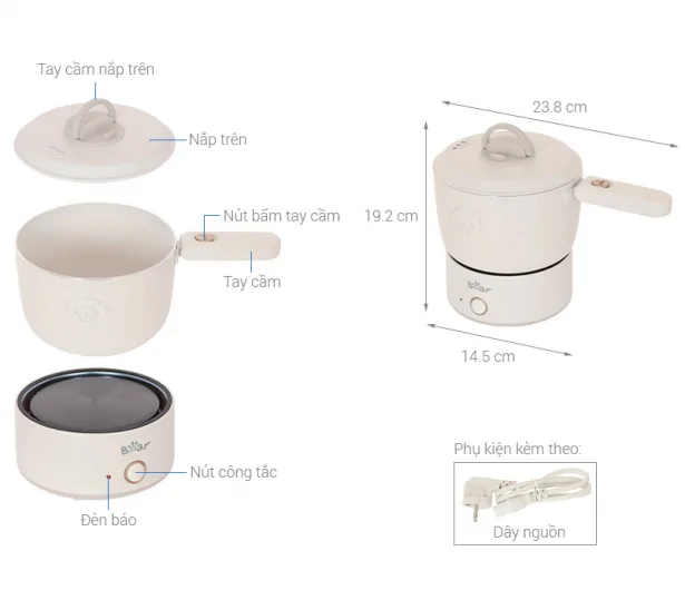 Nồi Lẩu Điện Đa Năng Gấp Gọn Bear MC-4H12H