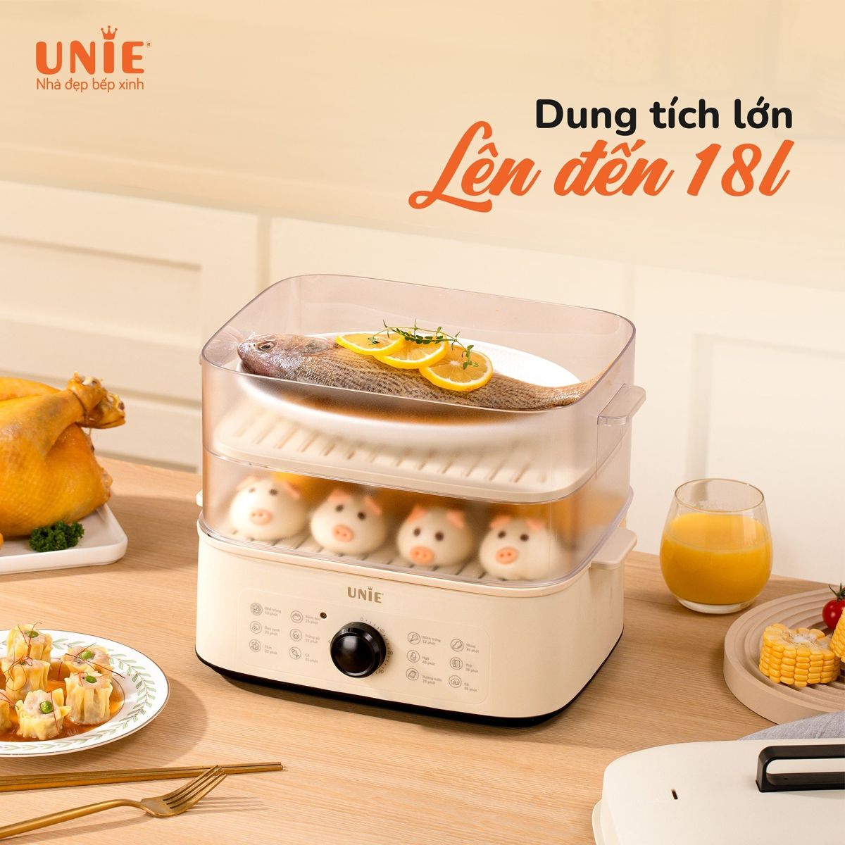 Nồi Hấp Unie UE560 18 Lít 2