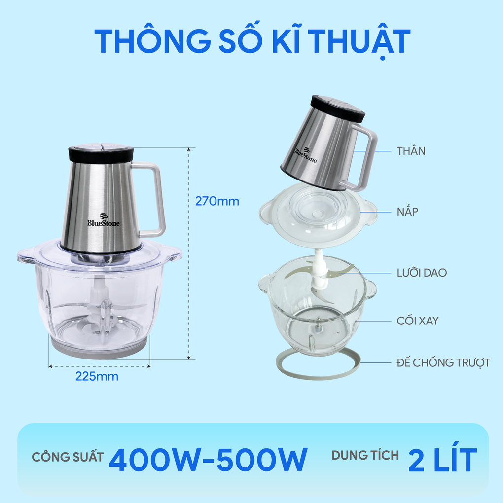 Máy Xay Thịt BlueStone CHB-5147 2.0 Lít 8