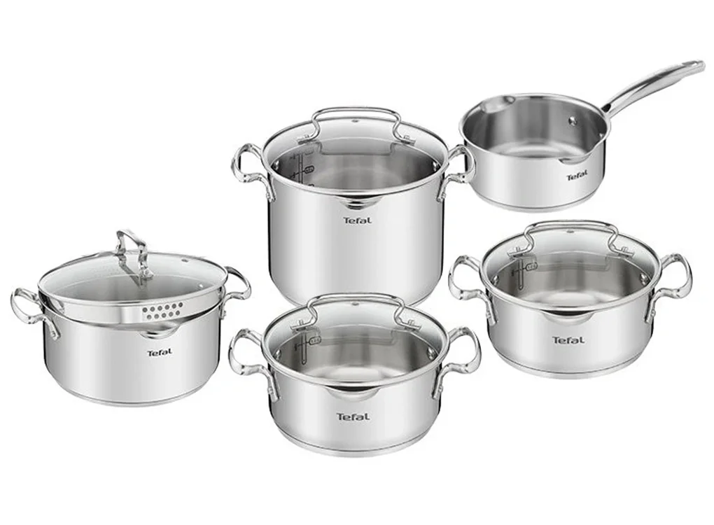 Bộ 5 Nồi Inox Cao Cấp Tefal Duetto Plus, Gồm Quánh 16cm/Nồi 18cm/Nồi 20/Nồi 22cm/Nồi 24cm
