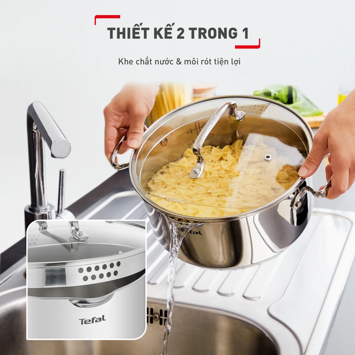 Bộ 5 Nồi Inox Cao Cấp Tefal Duetto Plus, Gồm Quánh 16cm/Nồi 18cm/Nồi 20/Nồi 22cm/Nồi 24cm 3