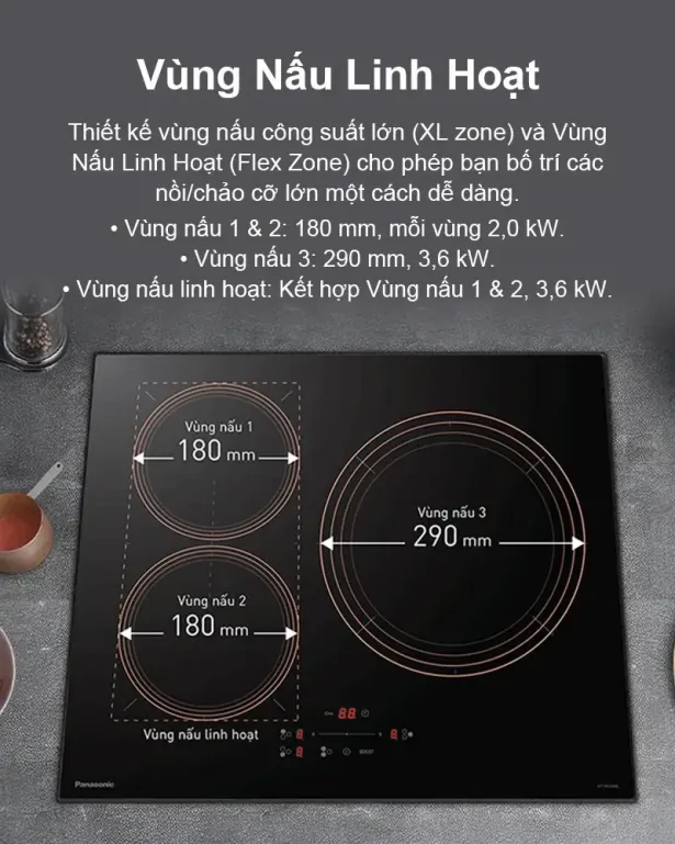 Bếp Từ 3 Vùng Nấu Panasonic KY-R63ABLYUE 7400W