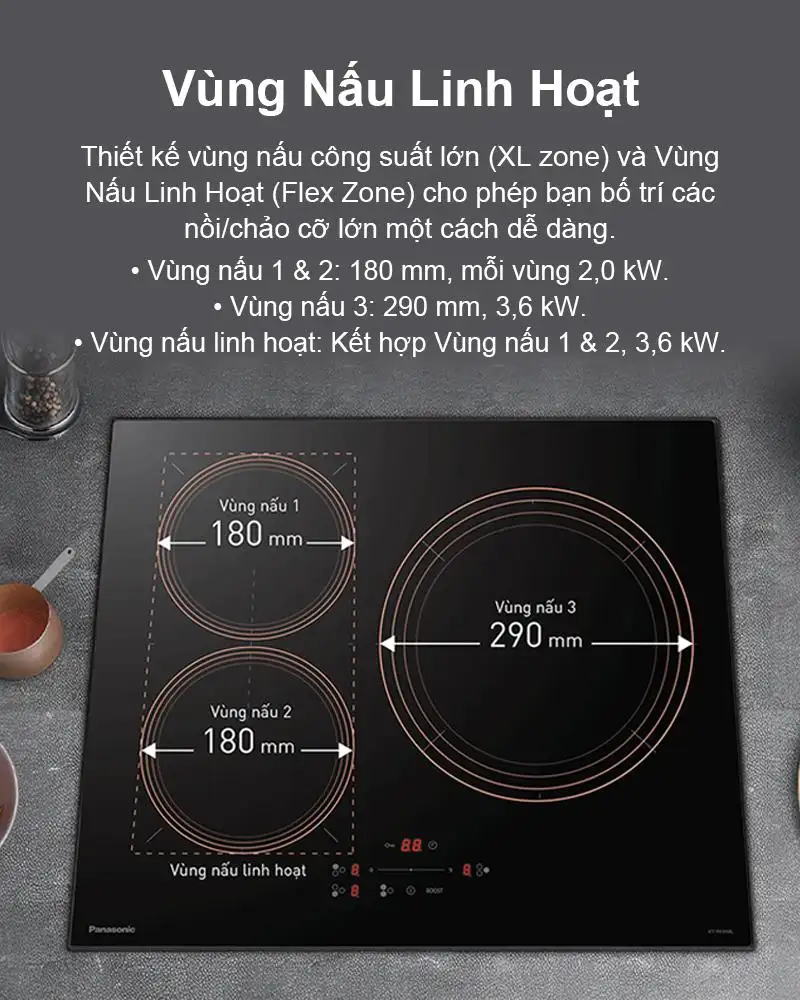 Bếp Từ 3 Vùng Nấu Panasonic KY-R63ABLYUE 7400W 4
