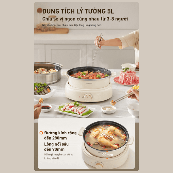 Nồi Lẩu Đa Năng 3 Trong 1 Joyoung JHP-525 5 Lít 5