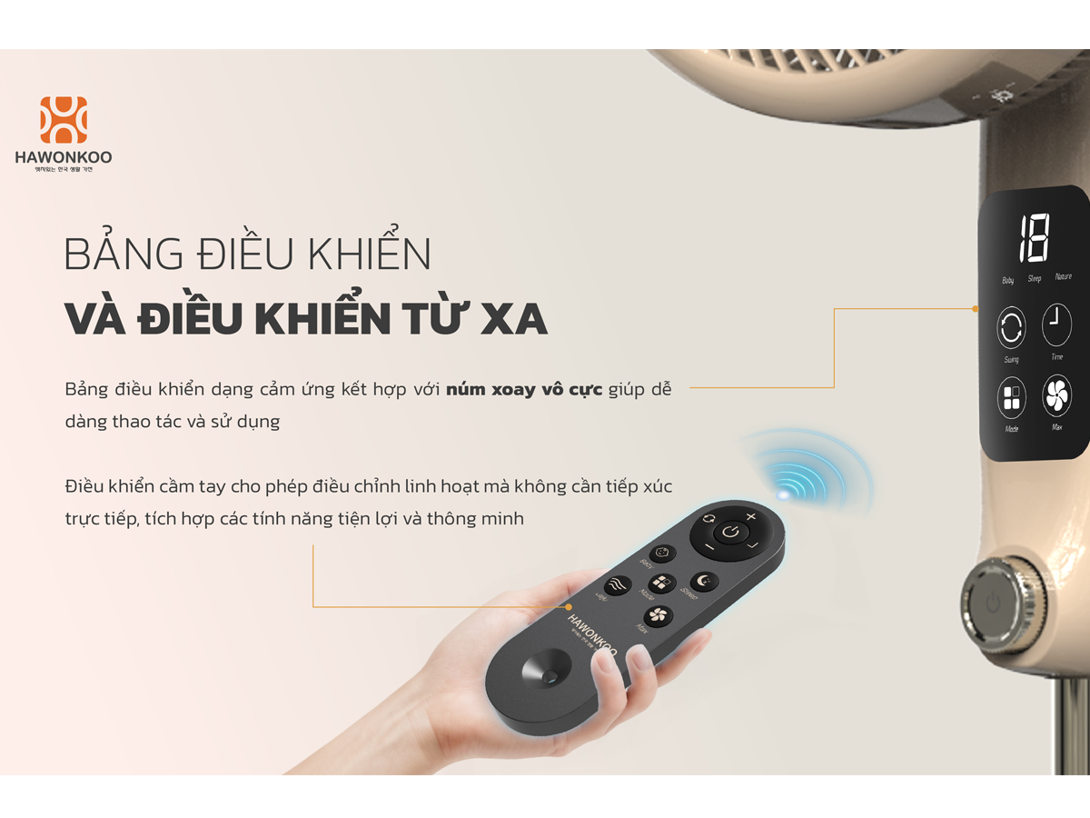 Quạt Đứng Có Remote Hawonkoo FDH-86-BLDC-Inverter-CF 42W - Thái Lan 18
