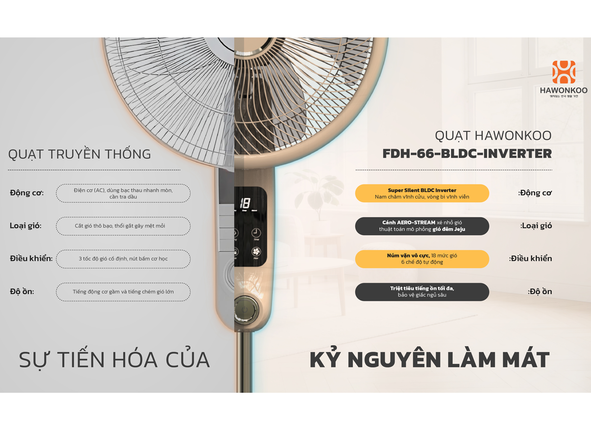 Quạt Đứng Có Remote Hawonkoo FDH-86-BLDC-Inverter-CF 42W - Thái Lan 19