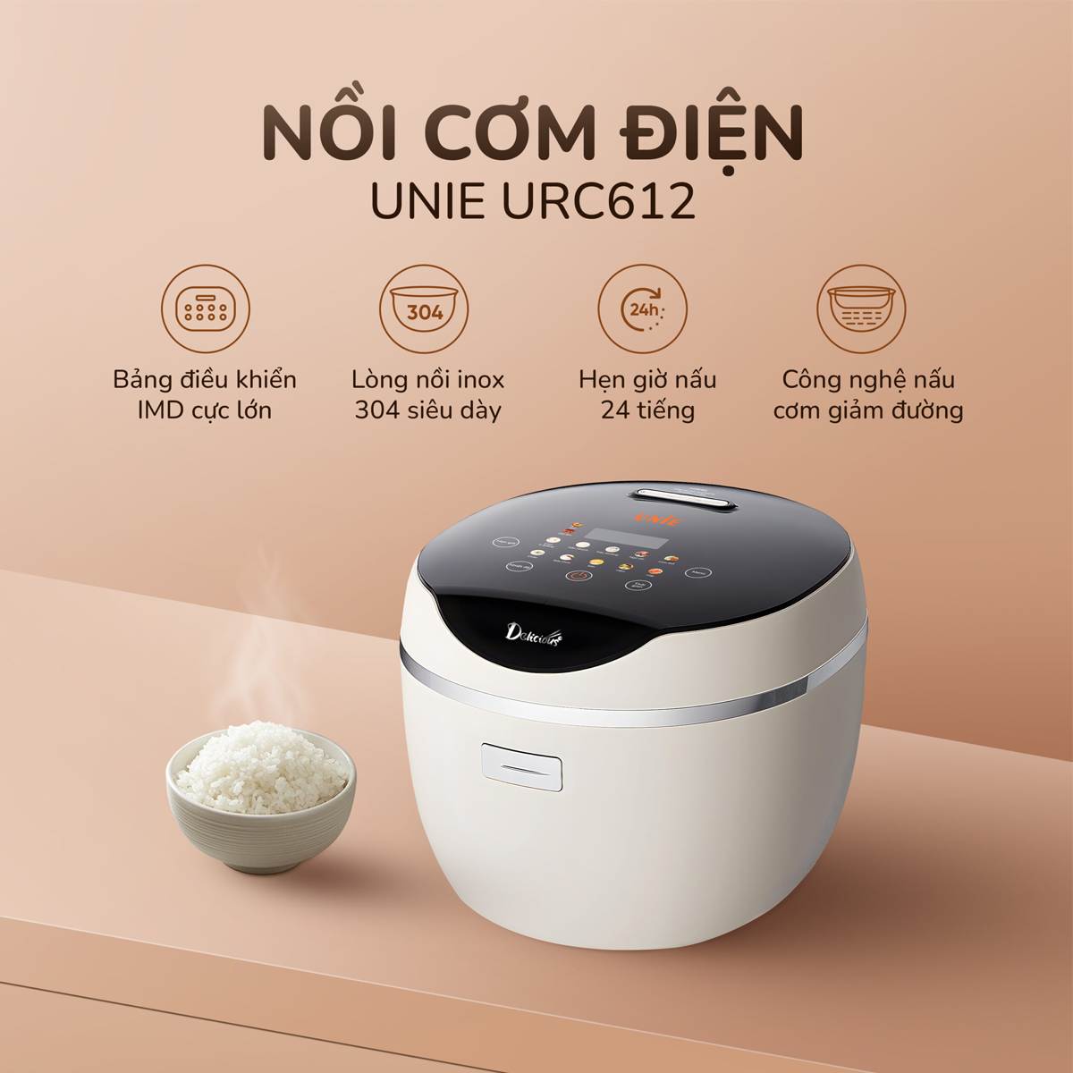 Nồi Cơm Điện Tử Unie URC612 1.2 Lít 1