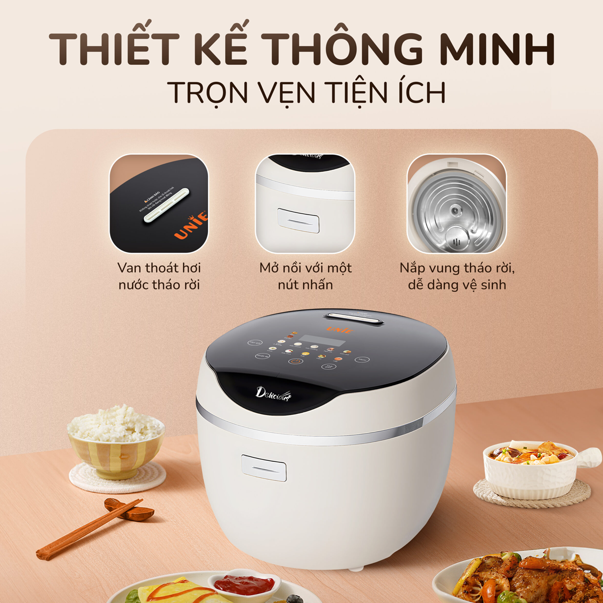 Nồi Cơm Điện Tử Unie URC612 1.2 Lít 13