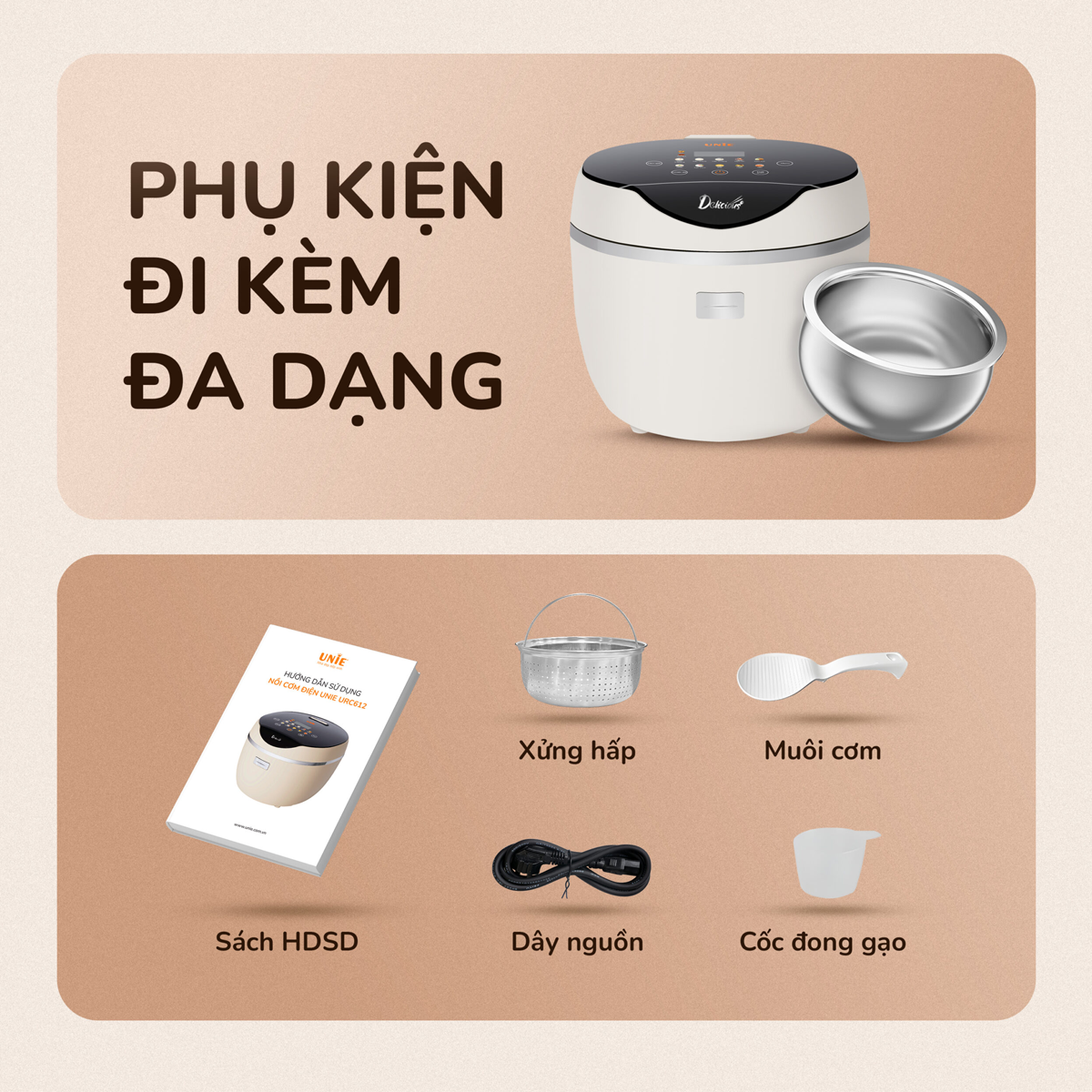 Nồi Cơm Điện Tử Unie URC612 1.2 Lít 14
