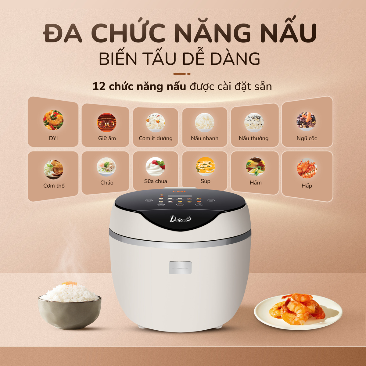 Nồi Cơm Điện Tử Unie URC612 1.2 Lít 5