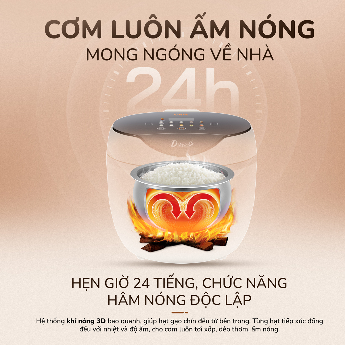 Nồi Cơm Điện Tử Unie URC612 1.2 Lít 9