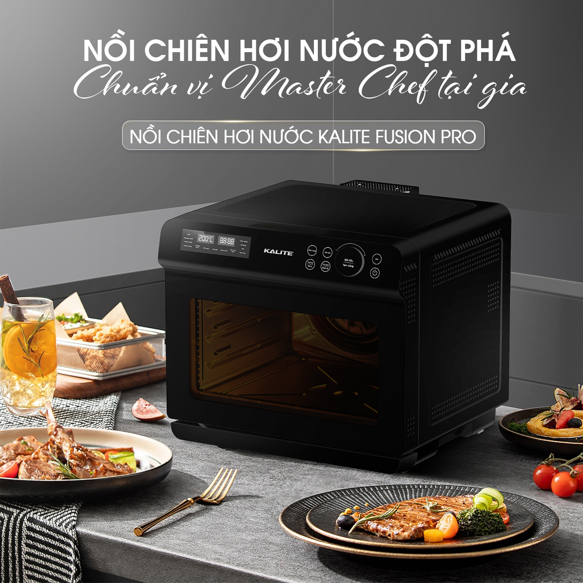 Lò Chiên Không Dầu Kết Hợp Hấp Kalite 20 Lít Fusion Pro 1