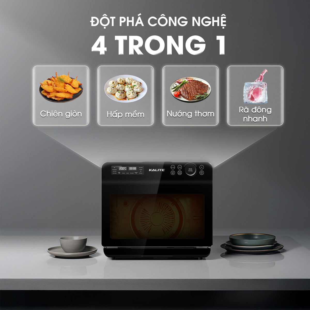 Lò Chiên Không Dầu Kết Hợp Hấp Kalite 20 Lít Fusion Pro 2