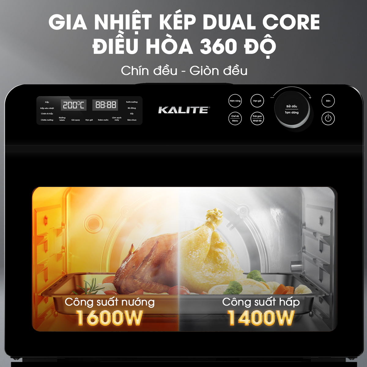 Lò Chiên Không Dầu Kết Hợp Hấp Kalite 20 Lít Fusion Pro 4