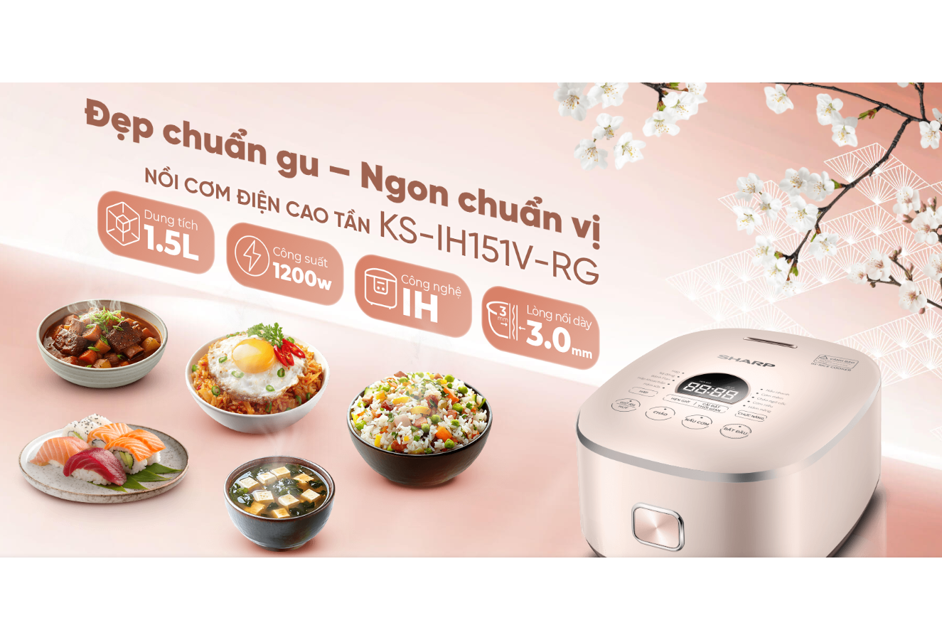 Nồi Cơm Điện Cao Tần Sharp KS-IH151V-RG 1.5 Lít 5
