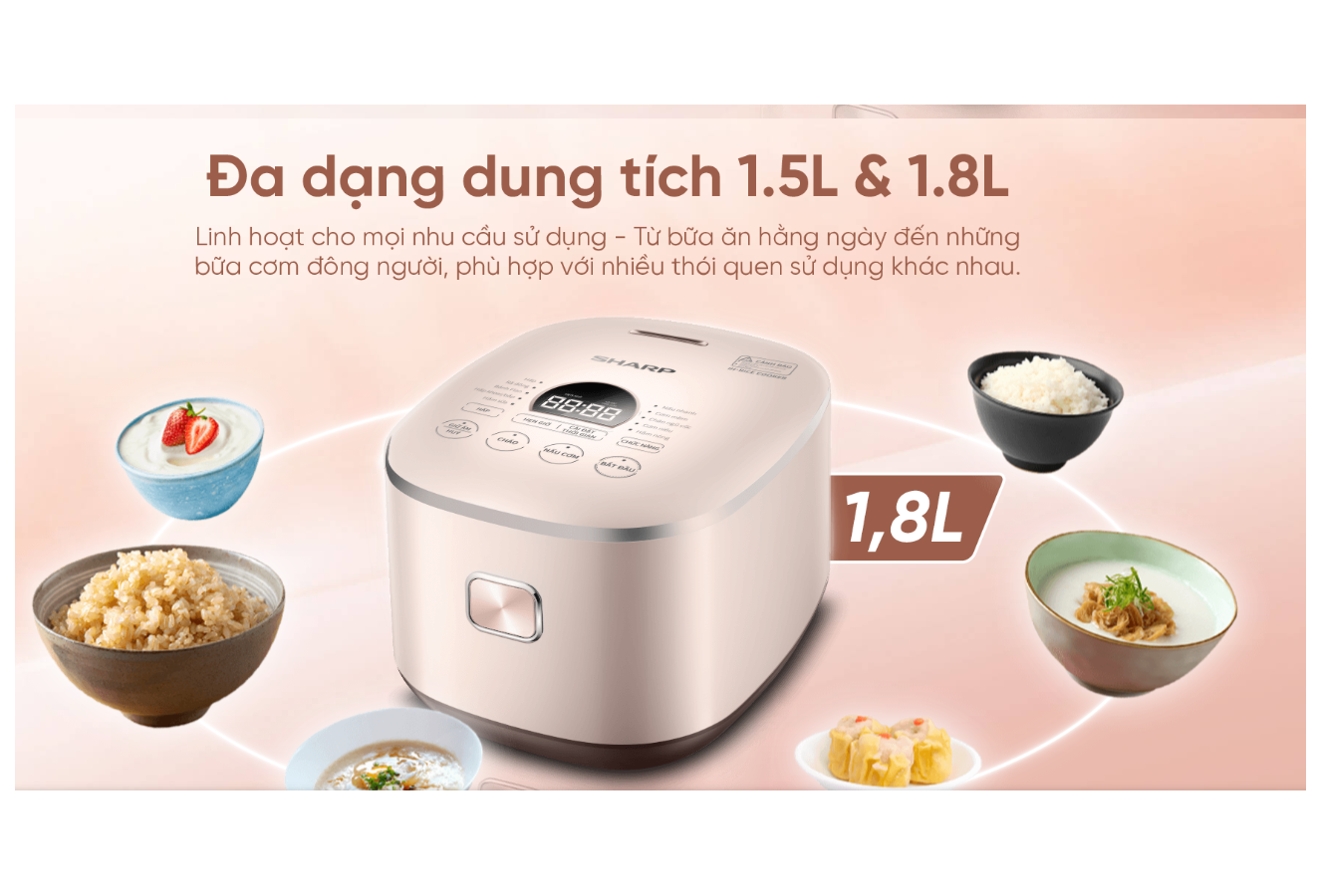 Nồi Cơm Điện Cao Tần Sharp KS-IH151V-RG 1.5 Lít 6