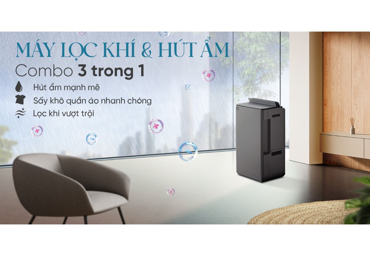 Máy Lọc Không Khí Có Chức Năng Hút Ẩm Sharp DW-T30FV-W - Xuất Xứ Thái Lan 3