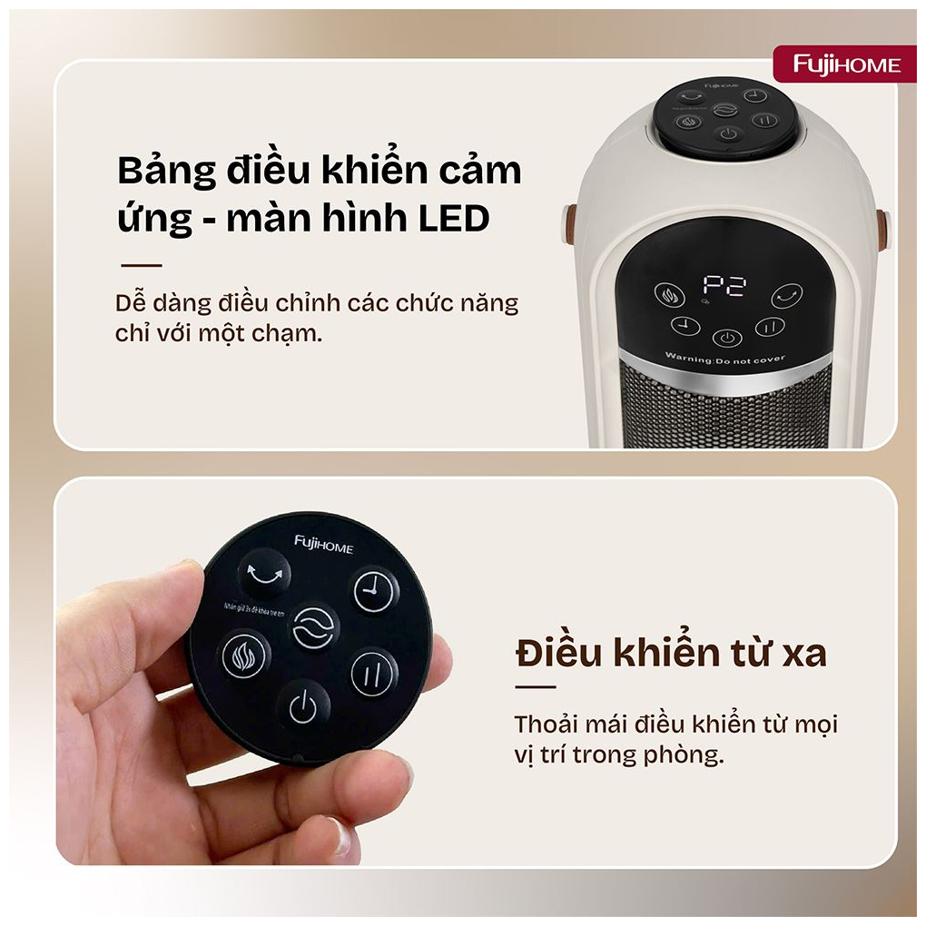 Quạt Sưởi Gốm Điều Khiển Bằng Giọng Nói Fujihome FH202 6