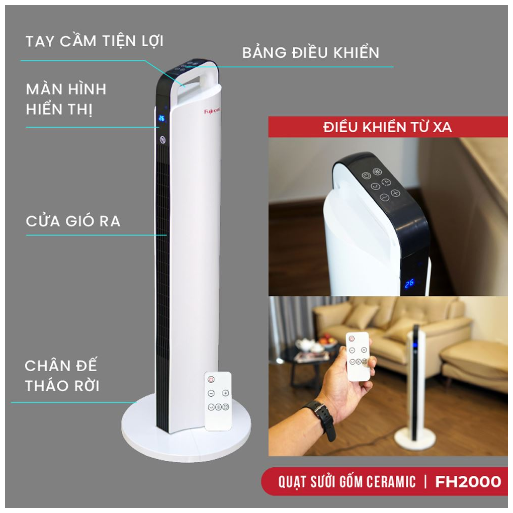 Quạt Sưởi Gốm Ceramic Để Sàn Fujihome FH2000 5