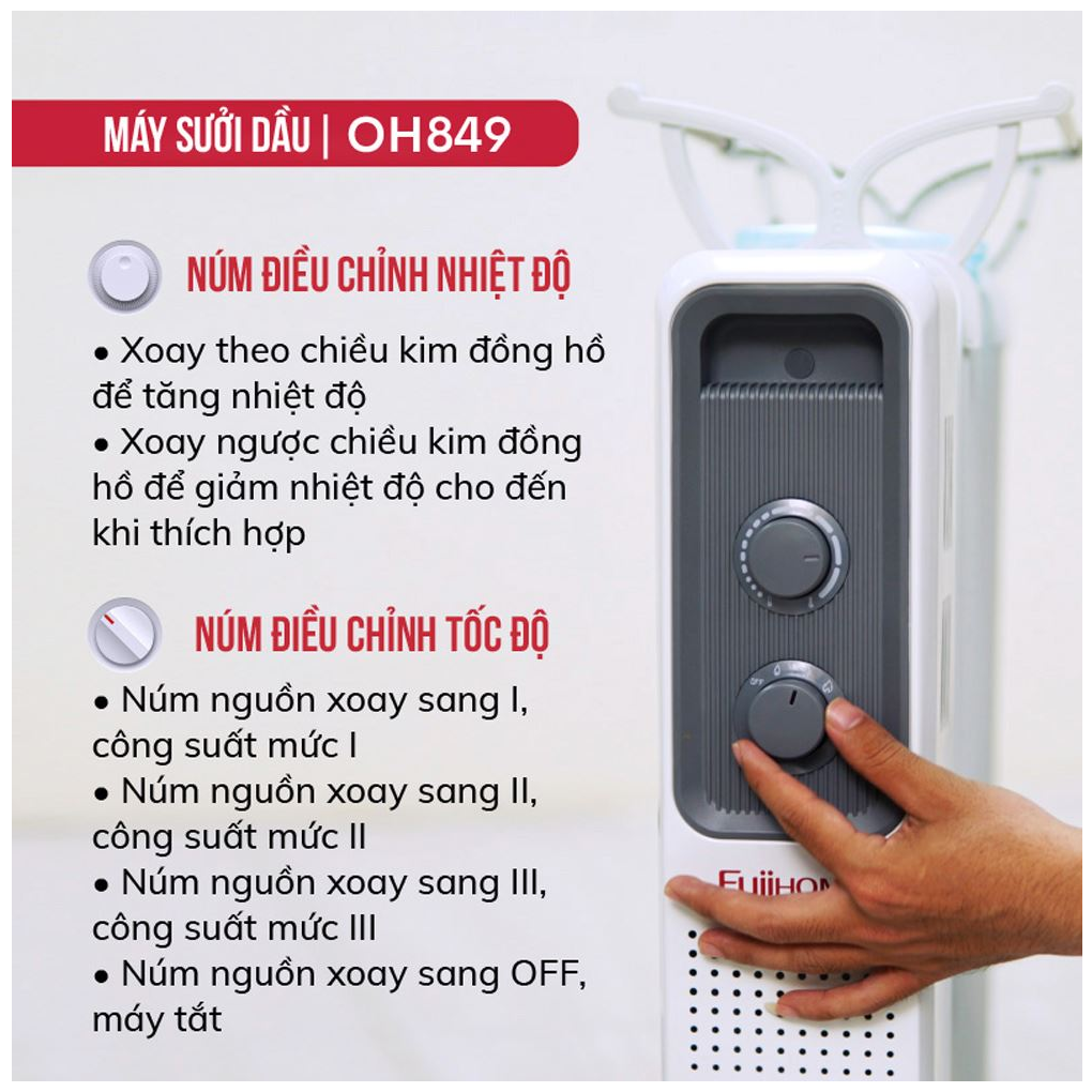 Máy Sưởi Dầu Fujihome OH849 6