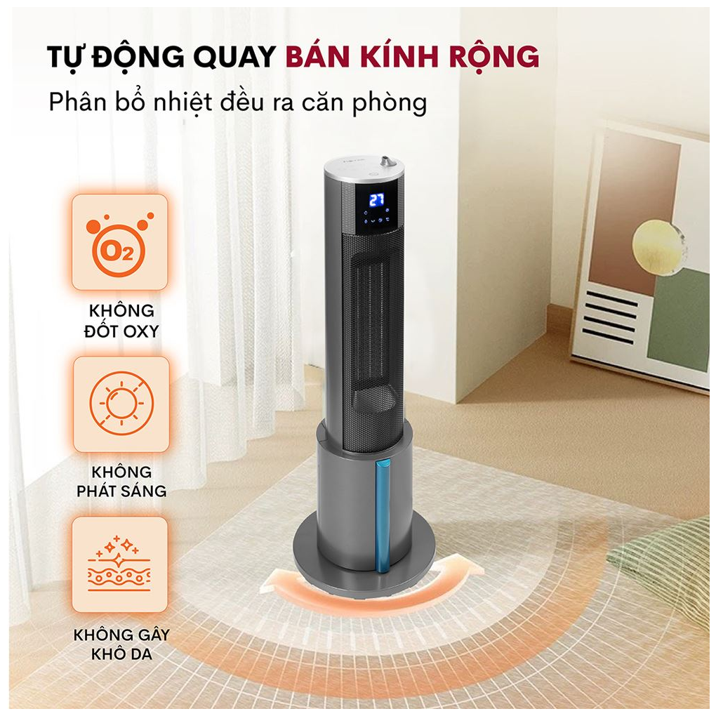 Quạt Sưởi Gốm Tích Hợp Tạo Ẩm Fujihome FH6000 8