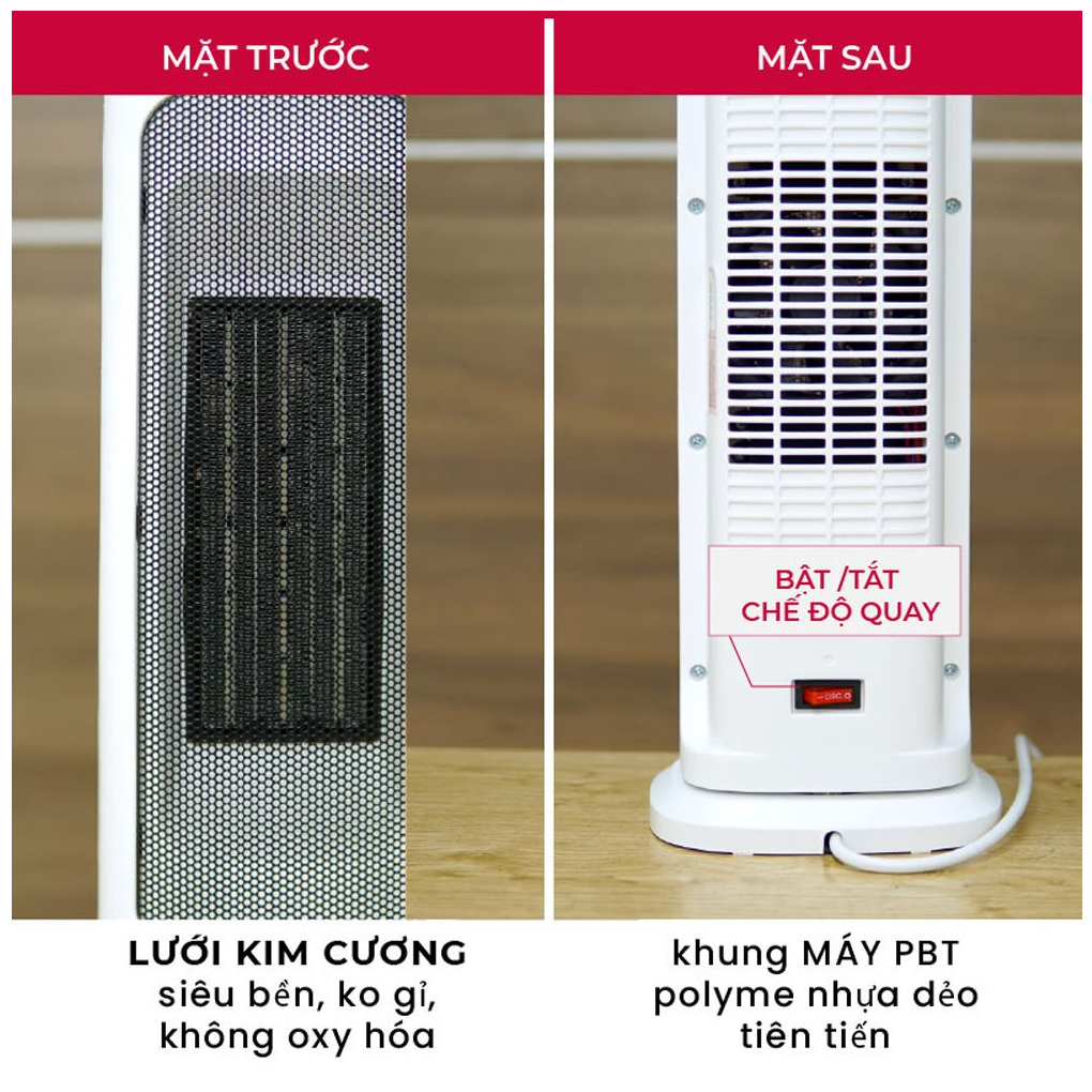 Quạt Sưởi Gốm Để Bàn Fujihome FH1000 3