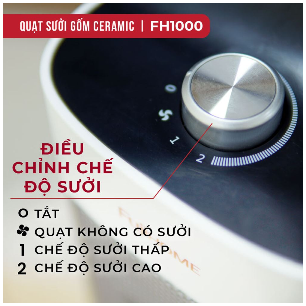 Quạt Sưởi Gốm Để Bàn Fujihome FH1000 4