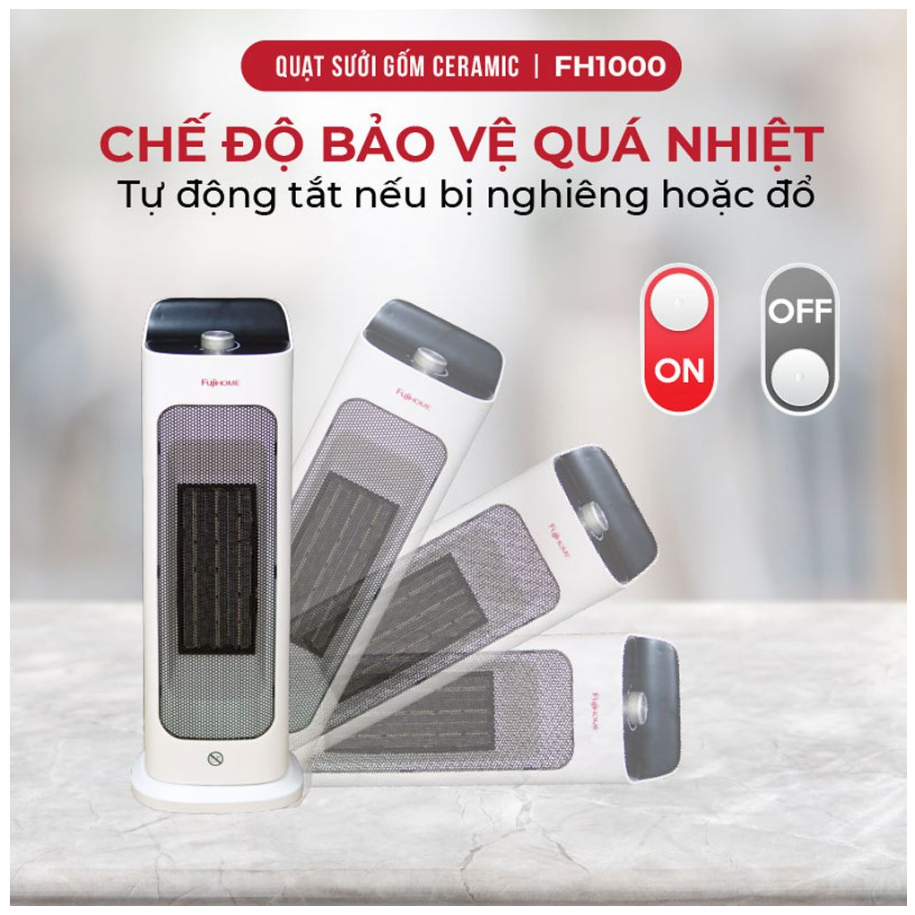 Quạt Sưởi Gốm Để Bàn Fujihome FH1000 5