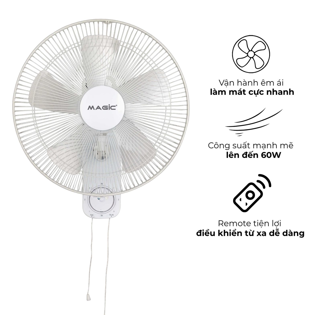 Quạt Treo Tường Có Điều Khiển Từ Xa Magic Eco A-258 1