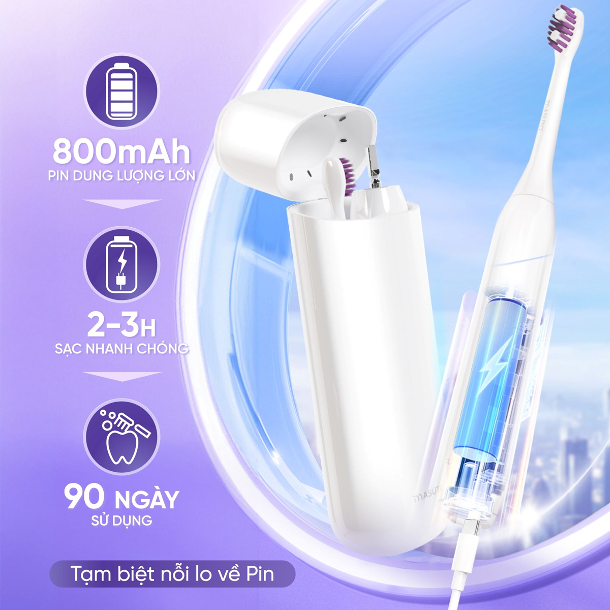 Bàn Chải Điện Masuto HyperUVSonic - 5 Đầu Bàn Chải 1