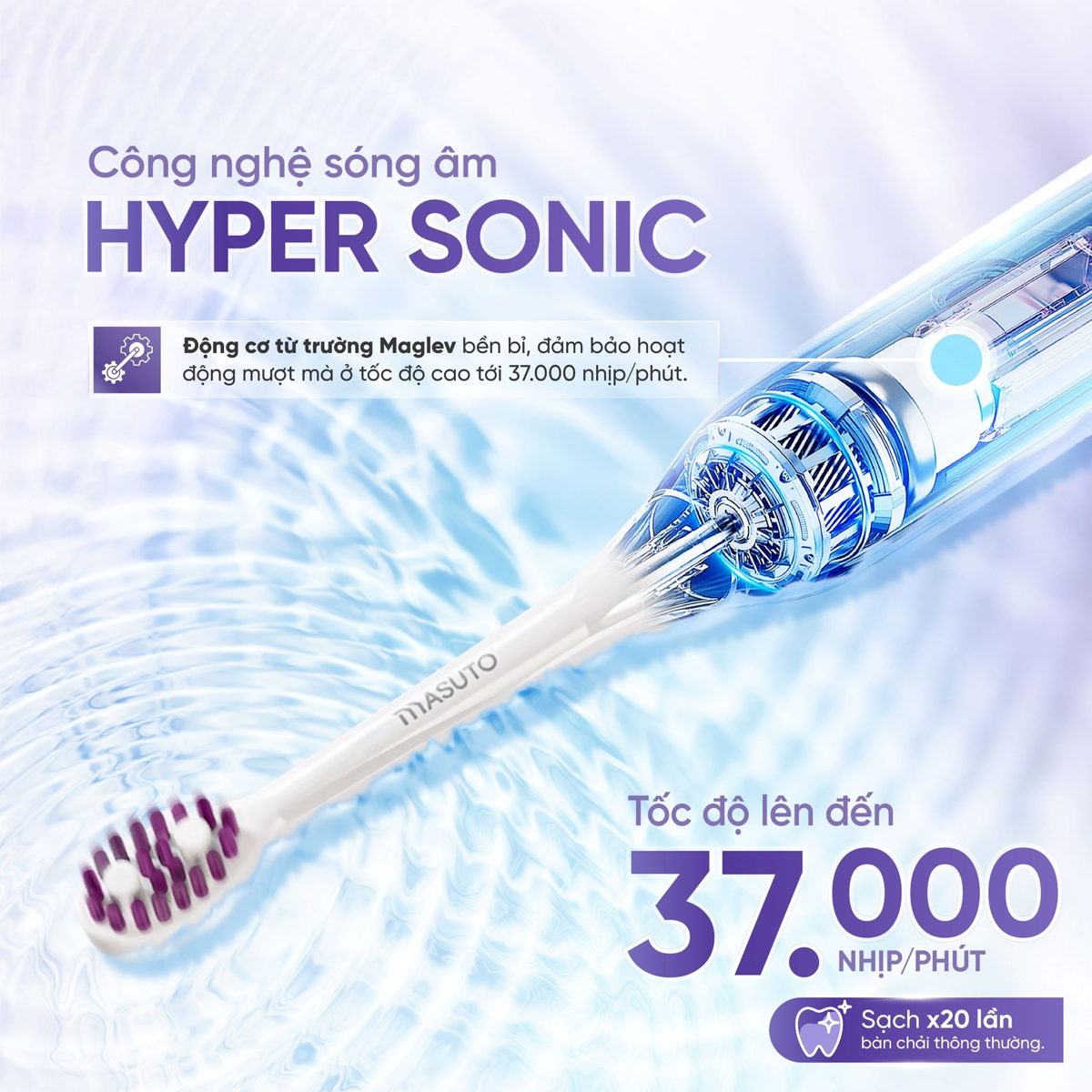Bàn Chải Điện Masuto HyperUVSonic - 5 Đầu Bàn Chải 7
