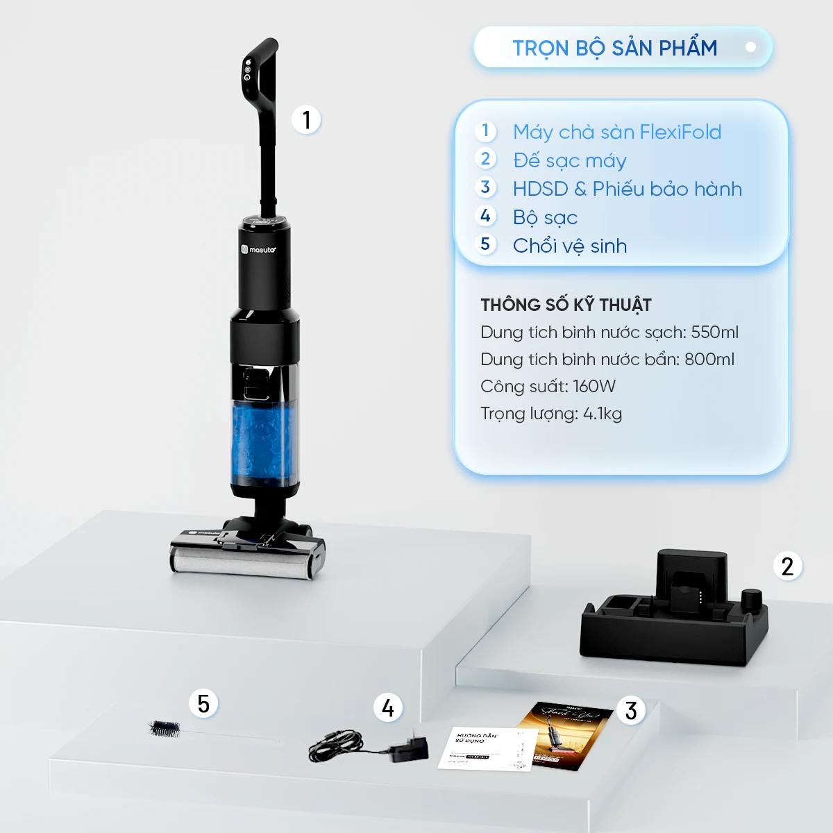 Máy Hút Bụi Lau Nhà Không Dây Masuto MSFOLD 7