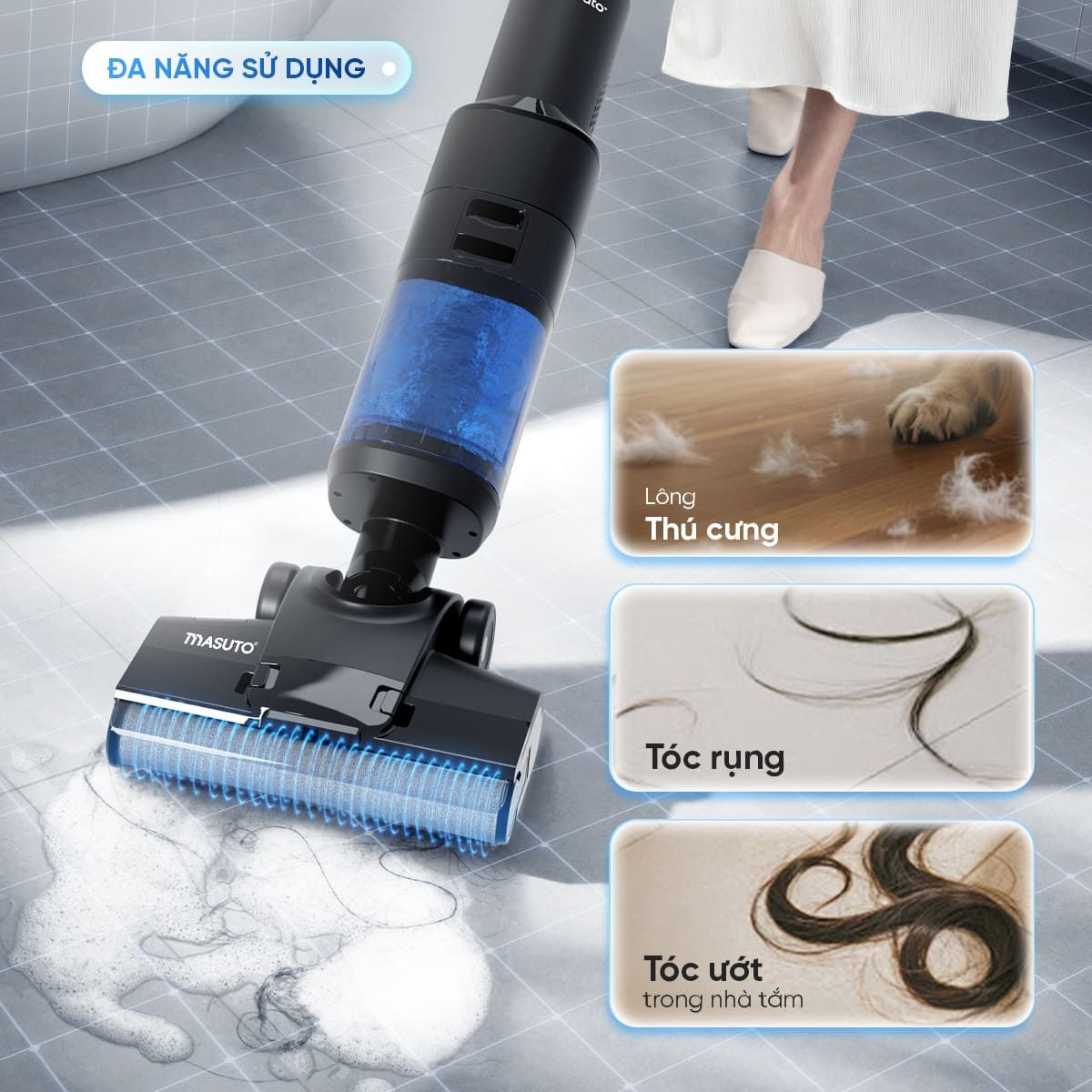 Máy Hút Bụi Lau Nhà Không Dây Masuto MSFOLD 9