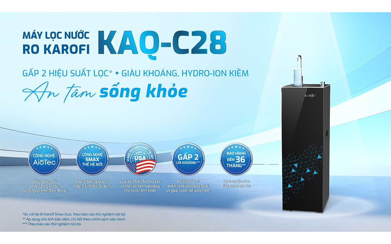 Máy Lọc Nước RO Hydro-Ion Kiềm Karofi KAQ-C28 Aiotec Theo Dõi Chất Lượng Nước, Cảnh Báo Thay Lõi 6